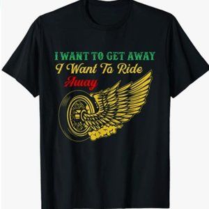 NEW Style By Brive I Want To Get Away Motorcycle Biker Men Black Tshirt